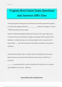 Virginia Real Estate Exam Questions and Answers 100&percnt; Pass