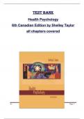Test Bank for Health Psychology  6th Canadian Edition by Shelley Taylor  all chapters covered