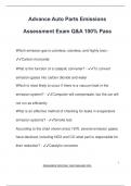Advance Auto Parts Emissions  Assessment Exam Q&A 100&percnt; Pass
