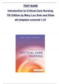 TEST BANK for  Introduction to Critical Care Nursing&comma;  7th Edition by Mary Lou Sole and Klein  all chapters covered 1-21 