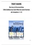 TEST BANK  for Survey of Accounting  10th Edition by Carl Warren and Farmer  all chapters 1-14