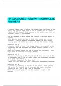 HP EXAM QUESTIONS WITH COMPLETE ANSWERS&period;