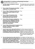 Portage BIOD 151 Anatomy and Physiology Final Exam