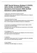 CSET Social Science &lpar;Subtest 3 CIVICS&comma; GOV&comma; ECON&comma; CA HISTORY&rpar; Practice Questions And Answers With Verified Solutions Latest Updated 2025