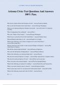 Arizona Civics Test Questions And Answers 100&percnt; Pass