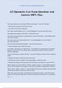 AZ Optometry Law Exam Questions And Answers 100&percnt; Pass&period;