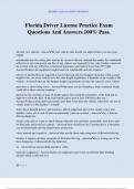 Florida Driver License Practice Exam Questions And Answers 100&percnt; Pass&period;