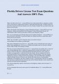 Florida Drivers License Test Exam Questions And Answers 100&percnt; Pass&period;