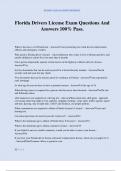 Florida Drivers License Exam Questions And Answers 100&percnt; Pass&period;