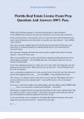 Florida Real Estate License Exam Prep Questions And Answers 100&percnt; Pass&period;