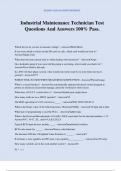 Industrial Maintenance Technician Test Questions And Answers 100&percnt; Pass&period;
