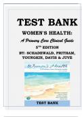 TEST BANK&colon; Womens Health A Primary Care Clinical Guide 5th Edition Youngkin Schadewald Pritham&period; All Chapters 1-26&period; Questions And Answers Plus Rationales in 150 Pages&sol; Rated A