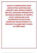 OHIO PTA JURISPRUDENCE EXAM &lpar;2025&rpar; ACTUAL QUESTIONS AND COMPLETE 100&percnt; VERIFIED CORRECT AND WELL EXPLAINED ANSWERS WITH RATIONALES GRADED A&plus; BY EXPERTS LATEST VERSION 2025 WITH GUARANTEED SUCCESS AFTER DOWNLOAD ALREADYPASSED&excl;&excl;&excl;&excl;&excl;&excl;&excl; &lpar;PROVEN ITS ALL YOU NEED