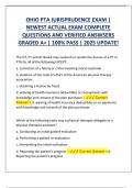 OHIO PTA JURISPRUDENCE EXAM &vert;  NEWEST ACTUAL EXAM COMPLETE  QUESTIONS AND VERIFIED ANSWSERS  GRADED A&plus; &vert; 100&percnt; PASS &vert; 2025 UPDATE&excl;
