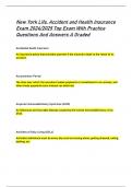 New York Life&comma; Accident and Health Insurance  Exam 2024&sol;2025 Top Exam With Practice  Questions And Answers A Graded
