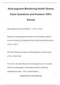 Anticoagulant Monitoring Health Stream Exam Questions and Answers 100&percnt;  Solved