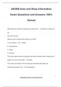 ASVAB Auto and Shop Information Exam Questions and Answers 100&percnt;  Solved