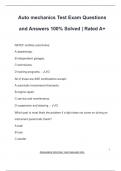 Auto mechanics Test Exam Questions and Answers 100&percnt; Solved &vert; Rated A&plus;