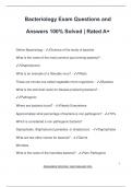 Bacteriology Exam Questions and  Answers 100&percnt; Solved &vert; Rated A&plus;