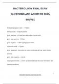 BACTERIOLOGY FINAL EXAM QUESTIONS AND ANSWERS 100&percnt;  SOLVED