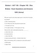 Brakes I - AUT 120 - Chapter 105 - Disc  Brakes - Exam Questions and Answers  100&percnt; Solved