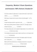 Carpentry&colon; Module 3 Exam Questions  and Answers 100&percnt; Solved &vert; Graded A&plus;