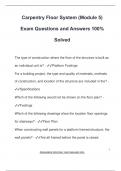 Carpentry Floor System &lpar;Module 5&rpar; Exam Questions and Answers 100&percnt;  Solved