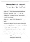 Carpentry Module 8 - Horizontal  Formwork Exam Q&A 100&percnt; Pass