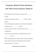 Carpentry&colon; Module 8 Exam Questions  with 100&percnt; Correct Answers &vert; Rated A&plus;