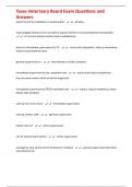 Texas Veterinary Board Exam Questions and Answers