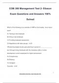 COB 300 Management Test 2- Eliason Exam Questions and Answers 100&percnt;  Solved