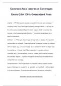 Common Auto Insurance Coverages Exam Q&A 100&percnt; Guaranteed Pass