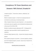 Compliance 101 Exam Questions and  Answers 100&percnt; Solved &vert; Graded A&plus;
