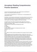 Accuplacer Reading Comprehension Practice  QUESTIONS WITH DETAILED VERIFIED ANSWERS 2025&sol;2026  &lpar;100&percnt; CORRECT ANSWERS&rpar; &sol;ALREADY GRADED A&plus;