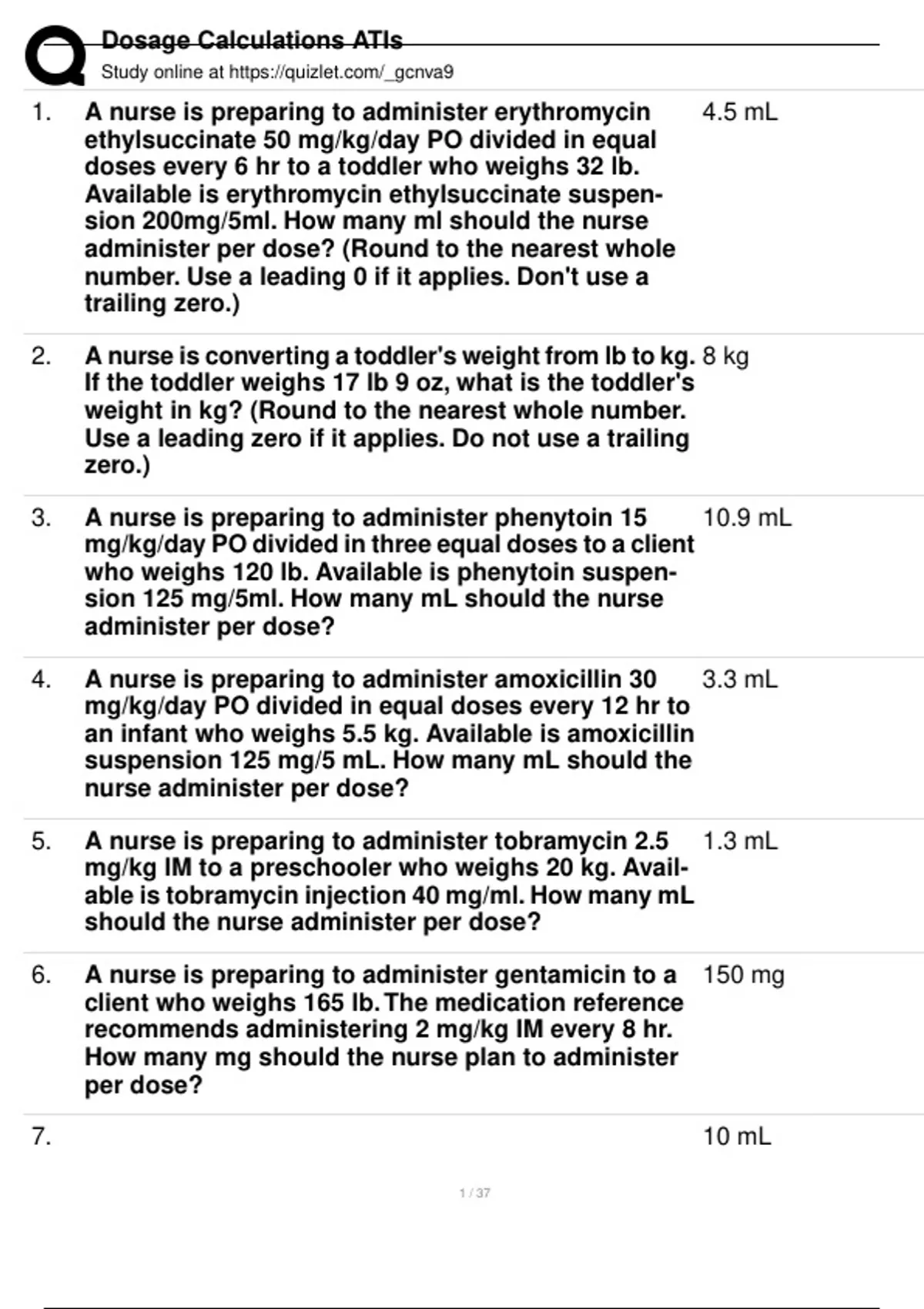 ATI RN DOSAGE CALCULATIONS EXAM QUESTIONS AND ANSWERS | 100% CORRECT ...