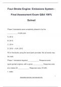 Four-Stroke Engine&colon; Emissions System - Final Assessment Exam Q&A 100&percnt;  Solved