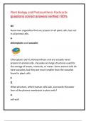 Plant Biology and Photosynthesis Flashcards questions correct answers verified 100&percnt; 