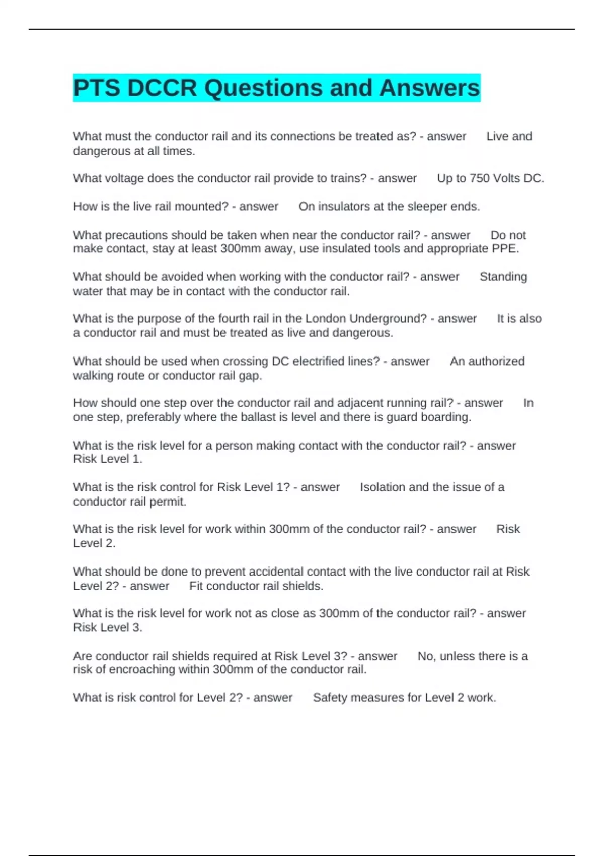 Dccr Course PTS DCCR Questions and Answers - PTS - Stuvia US