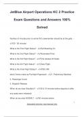 JetBlue Airport Operations KC 2 Practice Exam Questions and Answers 100&percnt;  Solved