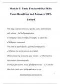 Module 8&colon; Basic Employability Skills Exam Questions and Answers 100&percnt;  Solved