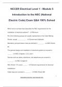 NCCER Electrical Level 1 - Module 5  Introduction to the NEC &lpar;National  Electric Code&rpar; Exam Q&A 100&percnt; Solved
