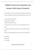 NUR 401 EXAM PACKAGE DEAL QUESTIONS AND VERIFIED DETAILED ANSWERS &vert; 100&percnt; GUARANTEED PASS &vert; ALREADY GRADED A&plus;