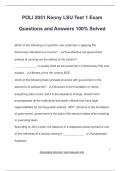 POLI 2051 Kenny LSU Test 1 Exam  Questions and Answers 100&percnt; Solved