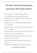 POLI 2051 EXAM PACKAGE DEAL QUESTIONS AND VERIFIED DETAILED ANSWERS &vert; 100&percnt; GUARANTEED PASS &vert; ALREADY GRADED A&plus;