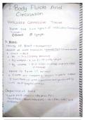 Hand written notes of BODY Fluids And Circulation 