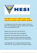   OB HESI practice 2024 exam with solutions rated a plus latest update