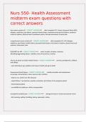 Nurs 550- Health Assessment midterm exam questions with correct answers 