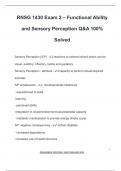 RNSG 1430 Exam 2 &ndash; Functional Ability  and Sensory Perception Q&A 100&percnt;  Solved