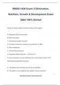 RNSG-1430 Exam 3 Elimination&comma;  Nutrition&comma; Growth & Development Exam  Q&A 100&percnt; Solved