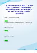 Lab Practicum&colon; BIOS242&sol; BIOS 242 &lpar;Latest 2025&sol; 2026 Update&rpar; Fundamentals of Microbiology Review &vert; Qs & As&vert; Grade A&vert; 100&percnt; Correct &lpar;Verified Answers&rpar;- Chamberlain
